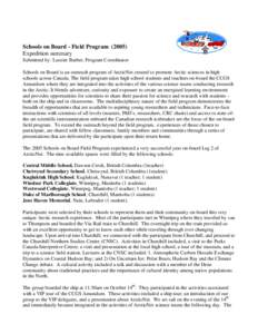 Schools on Board Field Program CASES (2004) – Trip Summary
