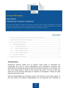 European IPR Helpdesk  Fact Sheet Intellectual Property Valuation The European IPR Helpdesk is managed by the European Commission’s Executive Agency for Competitiveness and Innovation (EACI), with policy guidance provi