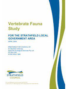Vertebrate Fauna Study for the Strathfield LGA
