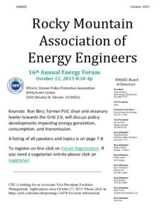 RMAEE  October 2015 Rocky Mountain Association of