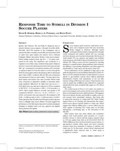 RESPONSE TIME TO STIMULI SOCCER PLAYERS DAVID K. SPIERER, REBECCA A. PETERSEN, AND