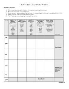 Bachelor of Arts – General Studies Worksheet Worksheet Directions: [removed].