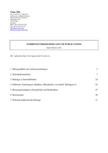 Claus Offe Dr. rer. pol. Dr. h.c. Dipl.-Soz. Professor em. of Political Science Hertie School of Governance Friedrichstr[removed]Berlin