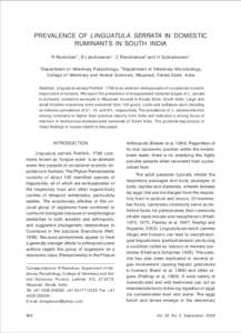 SOUTHEAST ASIAN J TROP MED PUBLIC H EALTH  PREVALENCE OF LINGUATULA SERRATA IN DOMESTIC