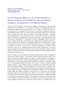 Summary for non-specialists Occasional Papers No[removed]February 2013 Occasional Papers index Interim Progress Report on the implementation of Council Directive[removed]EU on requirements for