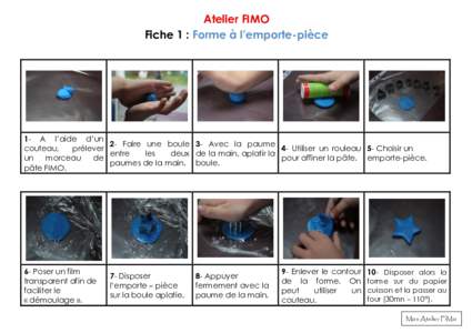 Atelier FIMO Fiche 1 : Forme à l’emporte-pièce 1- A l’aide d’un 2- Faire une boule 3- Avec la paume couteau,