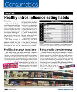 Consumables snacks Healthy intros influence eating habits By Richard Monks While public health officials and