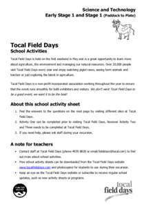 Stage 1 Activity Sheet - Paddock to Platex