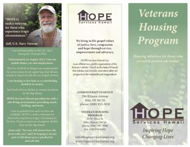 “HOPE is such a welcome for those who experience tragic circumstances.” -Jeff, U.S. Navy Veteran