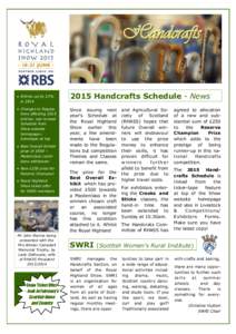 Handcrafts   Entries up by 23% in 2014  Changes to Regulations affecting 2015 entries: see revised