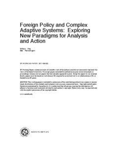 Foreign Policy and Complex Adaptive Systems: Exploring New Paradigms for Analysis