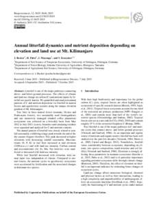 Biogeosciences, 12, 5635–5646, 2015 www.biogeosciences.netdoi:bg © Author(sCC Attribution 3.0 License.  Annual litterfall dynamics and nutrient deposition depending on