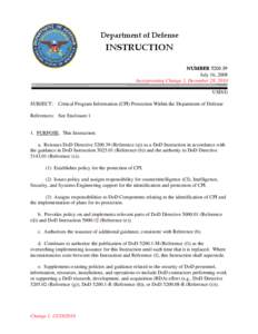 DoD Instruction[removed], July 16, [removed]Incorporating Change 1, December 28, 2010