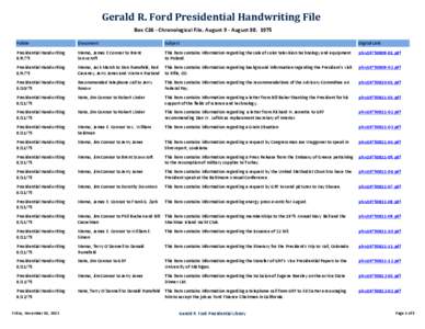 Gerald R. Ford Presidential Handwriting File Box C26 - Chronological File, August 9 - August 30, 1975 Folder Document