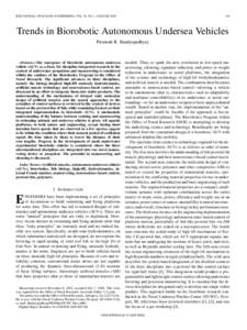 IEEE JOURNAL OF OCEANIC ENGINEERING, VOL. 30, NO. 1, JANUARYTrends in Biorobotic Autonomous Undersea Vehicles Promode R. Bandyopadhyay