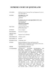 SUPREME COURT OF QUEENSLAND CITATION: HM Hire Pty Ltd v National Plant and Equipment Pty Ltd & AnorQCA 6