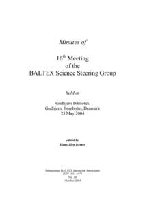 Minutes of 16th Meeting of the BALTEX Science Steering Group held at Gudhjem Bibliotek