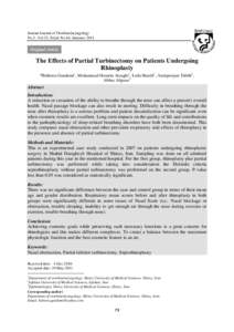 Iranian Journal of Otorhinolaryngology No.3, Vol.23, Serial No.64, Summer-2011 Original Article  The Effects of Partial Turbinectomy on Patients Undergoing