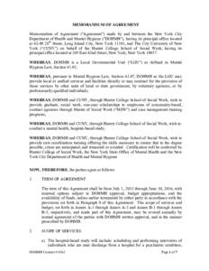 MEMORANDUM OF AGREEMENT Memorandum of Agreement (