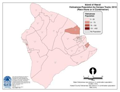 Island of Hawaii Vietnamese Population by Census Tracts: 2010 (Race Alone or in Combination) CT 218 8