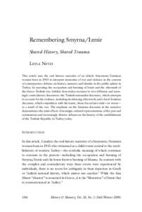 Leyla Neyzi  Remembering Smyrna/Izmir