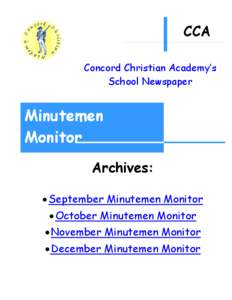 CCA Concord Christian Academy’s School Newspaper Minutemen Monitor