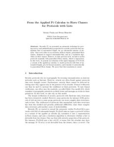 From the Applied Pi Calculus to Horn Clauses for Protocols with Lists Miriam Paiola and Bruno Blanchet INRIA Paris-Rocquencourt {paiola,blanchet}@inria.fr