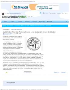 East Windsor Township Achieves Bronze-Level Sustainable Jersey Certification - East Windsor, NJ Patch