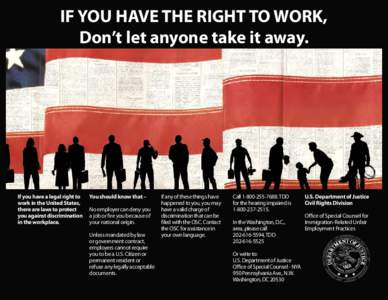 U.S. Department of Justice Office of Special Counsel / Discrimination / United States Department of Justice Civil Rights Division / Government / Justice / United States Department of Justice / United States Office of Special Counsel / Office of Special Counsel for Immigration-Related Unfair Employment Practices