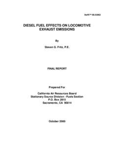 Background Material: [removed]: Diesel Fuel Effects on Locomotive Exhaust Emissions