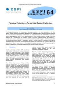 Planetary Protection in Future Solar System Exploration  ESPI PERSPECTIVES