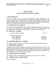 Northeastern Rural Electric Membership Corporation Schedule 30-8 Columbia City, Indiana Page 1  S CHEDULE 30-8