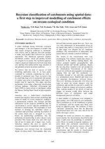 Bayesian classification of catchments using spatial data: a first step to improved modelling of catchment effects on stream ecological condition