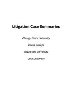 Litigation Case Summaries Chicago State University Citrus College Iowa State University Ohio University