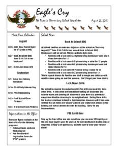!  Eagle’s Cry The Paonia Elementary School Newsletter  Mark Your Calendar