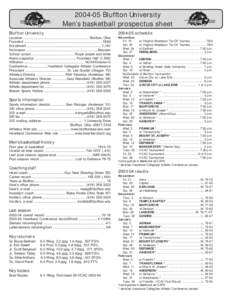 [removed]Bluffton University Men’s basketball prospectus sheet Bluffton University[removed]schedule