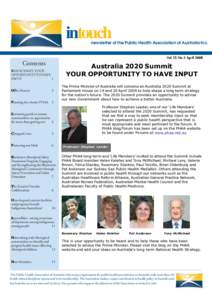 intouch  intouch newsletter of the Public Health Association of Australia Inc.