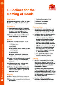 Information Kit 3 October[removed]Guidelines for the Naming of Roads Road Names