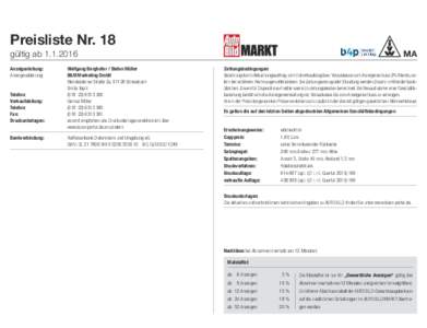 Preisliste Nr. 18 MA gültig abAnzeigenleitung: Anzeigenabteilung: