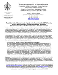 The Commonwealth of Massachusetts Executive Office of Health and Human Services Department of Public Health William A. Hinton State Laboratory Institute 305 South Street, Jamaica Plain, MA[removed]DEVAL L. PATRICK