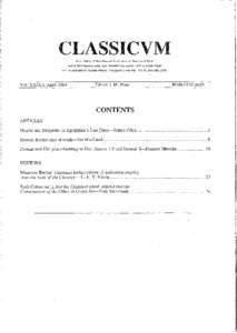 Joint Journal of the Classical Association of New South Wales and of the Classical Languages Teachers Association of New South Wales Clo Department of Ancient History, Macquarie University, N.S.W.,AustraliaVol.