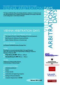 VIENNA ARBITRATION DAYS  VIENNA ARBITRATION DAYS