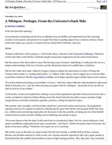 A Whisper, Perhaps, From the Universe’s Dark Side - NYTimes.com  Page 1 of 4 November 25, 2008