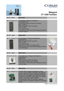 Wiegand CT 1200 Familien Famil Art. Nr. Navn  Beskrivelse