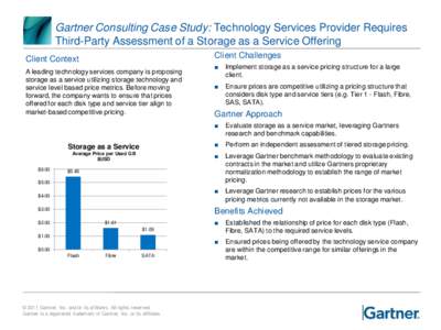 Gartner Consulting Case Study: Technology Services Provider Requires Third-Party Assessment of a Storage as a Service Offering Client Challenges Client Context A leading technology services company is proposing