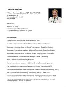 Curriculum Vitae William C. Amalu, DC, DABCT, DIACT, FIACT 621 Middlefield Rd. Redwood City, CA8908