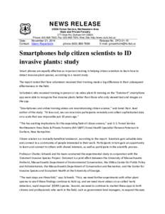 NA News - Smartphones help citizen scientists to ID invasive plants: study