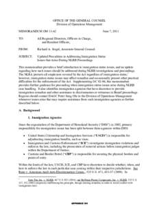 OFFICE OF THE GENERAL COUNSEL Division of Operations Management MEMORANDUM OMJune 7, 2011