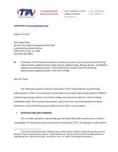 Submitted via www.regulations.gov August 25, 2014 Attn: Bakul Patel Division of Dockets Management (HFA-305) Food and Drug Administration 5630 Fishers Lane, rm. 1061