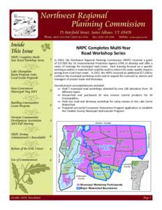 Northwest Regional Planning Commission 75 Fairfield Street, Saint Albans, VT[removed]Phone: ([removed][removed]